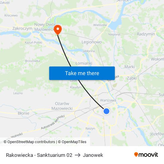 Rakowiecka-Sanktuarium to Janowek map