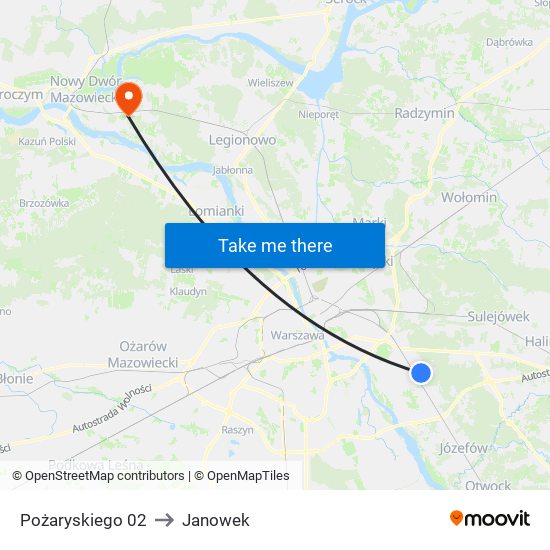 Pożaryskiego to Janowek map