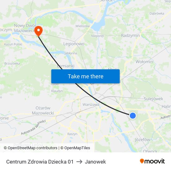 Centrum Zdrowia Dziecka 01 to Janowek map