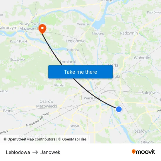 Lebiodowa to Janowek map