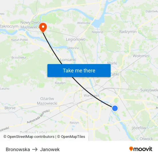 Bronowska to Janowek map