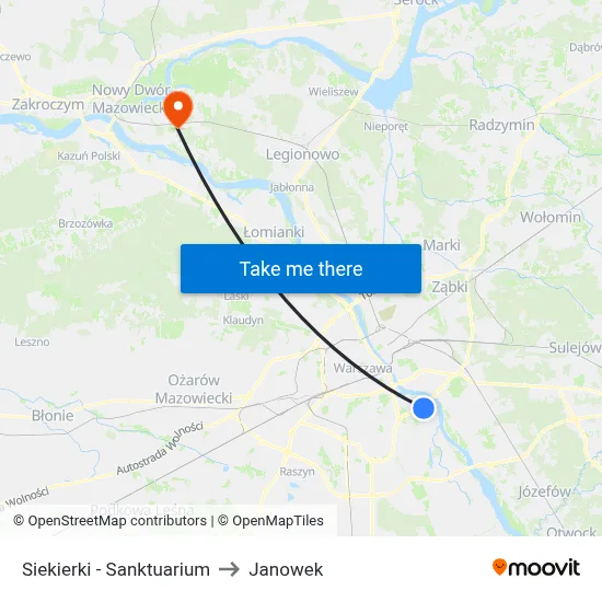 Siekierki - Sanktuarium to Janowek map
