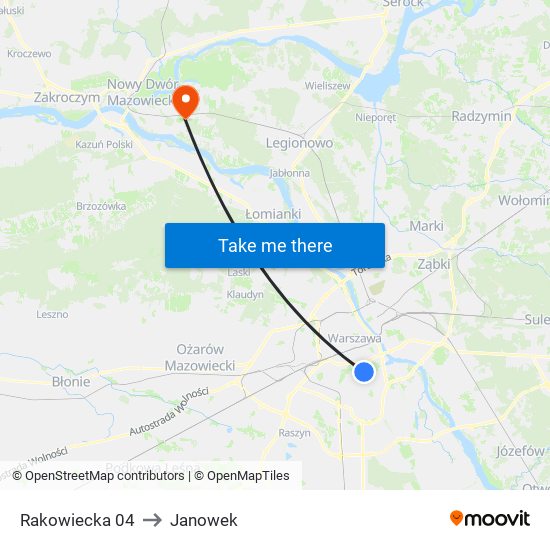 Rakowiecka 04 to Janowek map