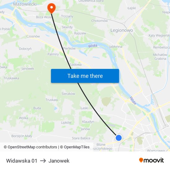 Widawska 01 to Janowek map