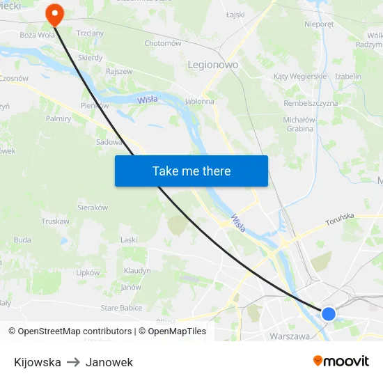 Kijowska to Janowek map