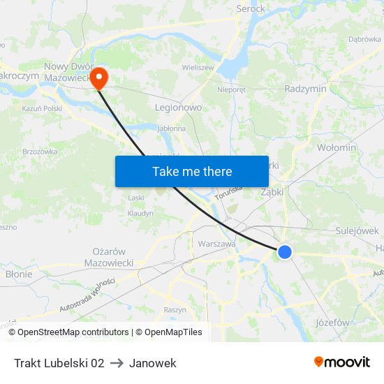 Trakt Lubelski 02 to Janowek map