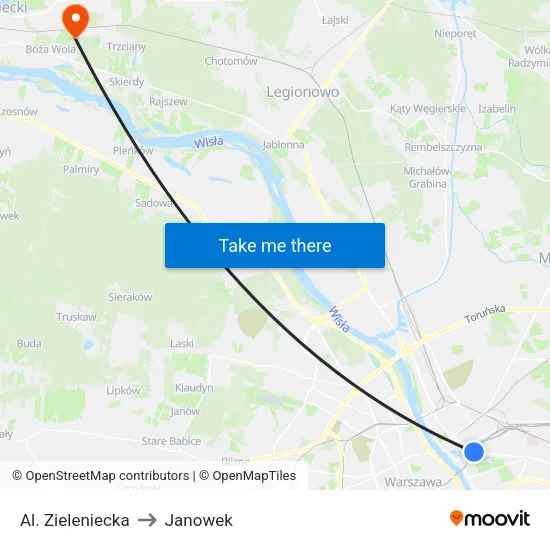 Al. Zieleniecka to Janowek map