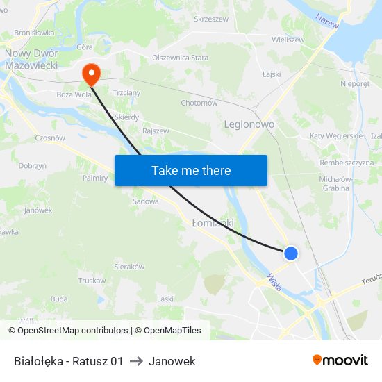 Białołęka - Ratusz 01 to Janowek map