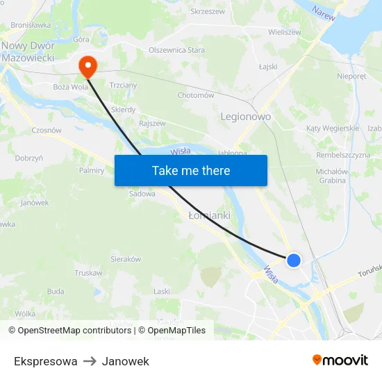 Ekspresowa to Janowek map