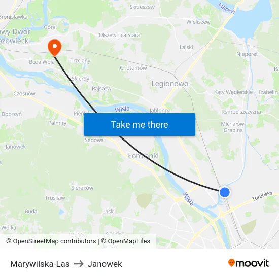 Marywilska - Las to Janowek map