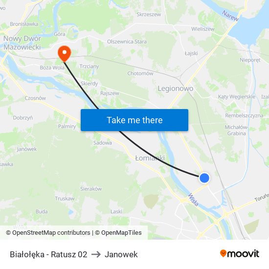 Białołęka - Ratusz 02 to Janowek map