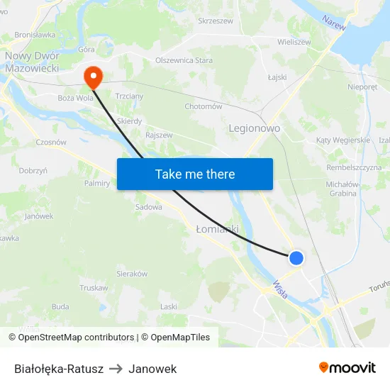 Białołęka - Ratusz to Janowek map