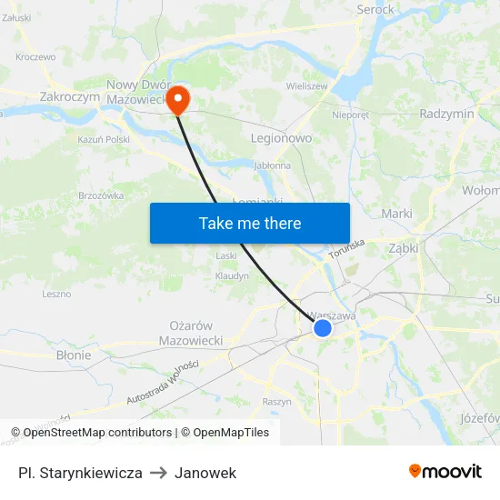 Pl. Starynkiewicza to Janowek map