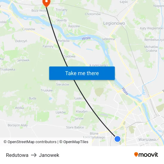 Redutowa to Janowek map