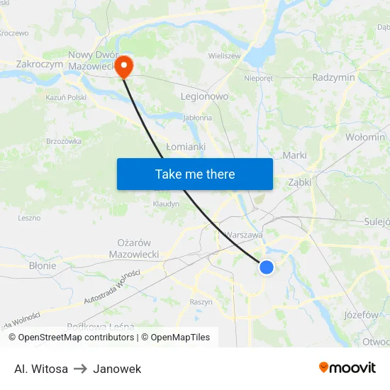 Al. Witosa to Janowek map