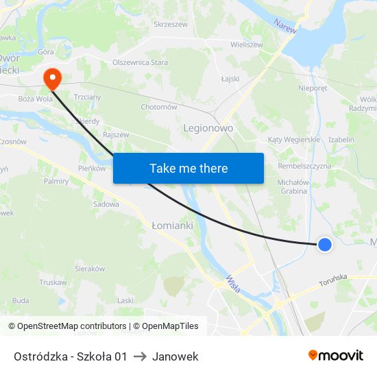 Ostródzka-Szkoła to Janowek map