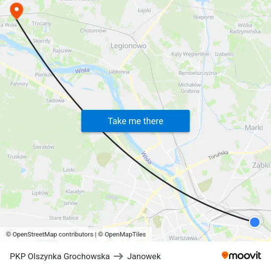 PKP Olszynka Grochowska to Janowek map