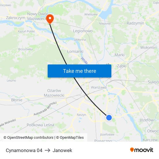 Cynamonowa to Janowek map