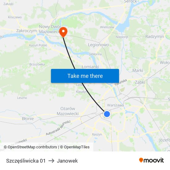 Szczęśliwicka 01 to Janowek map