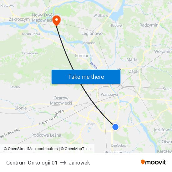 Centrum Onkologii 01 to Janowek map