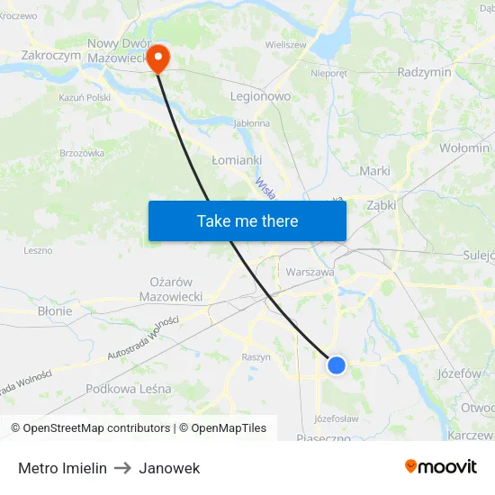 Metro Imielin to Janowek map