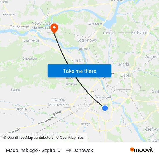 Madalińskiego-Szpital to Janowek map