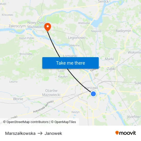 Marszałkowska to Janowek map