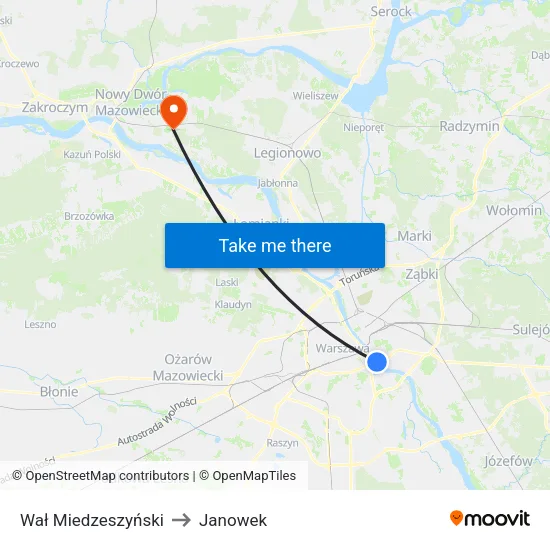 Wał Miedzeszyński to Janowek map
