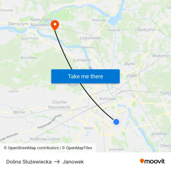 Dolina Służewiecka to Janowek map