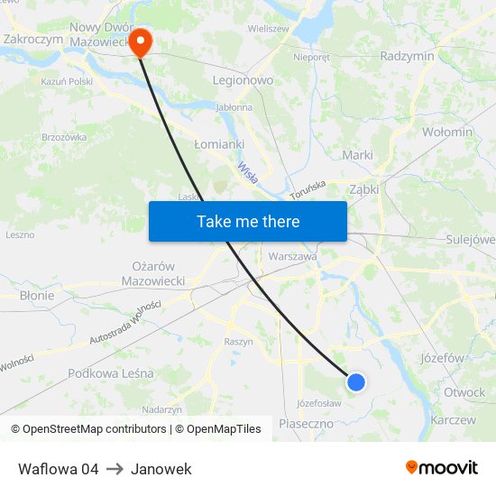 Waflowa 04 to Janowek map