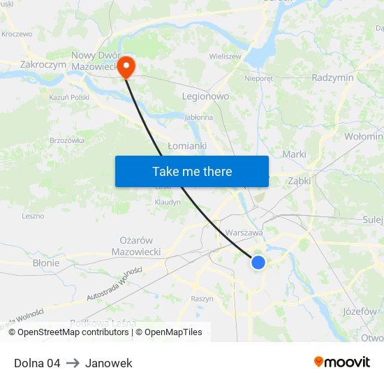 Dolna 04 to Janowek map