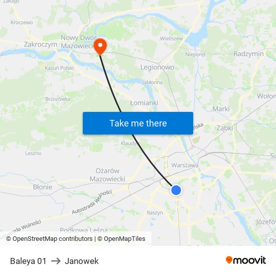 Baleya 01 to Janowek map