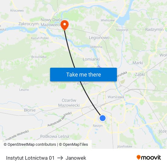 Instytut Lotnictwa to Janowek map