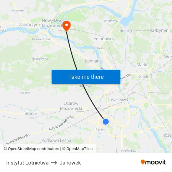 Instytut Lotnictwa to Janowek map