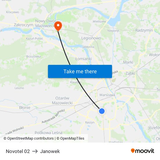 Novotel 02 to Janowek map