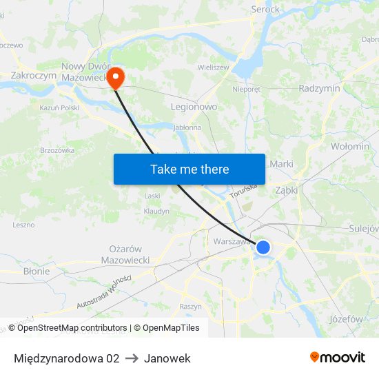 Międzynarodowa 02 to Janowek map