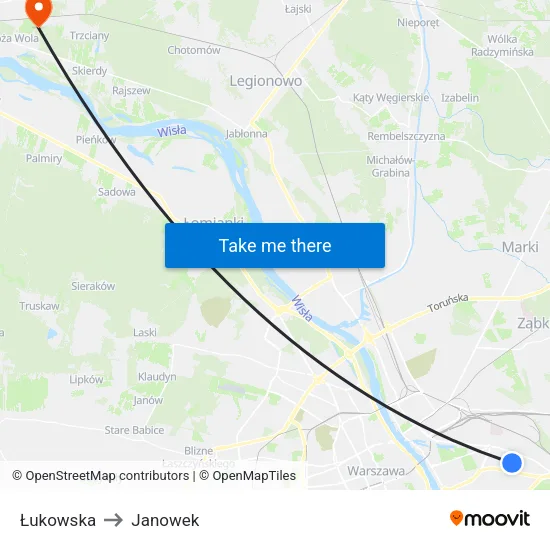 Łukowska to Janowek map