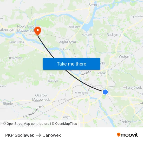PKP Gocławek to Janowek map