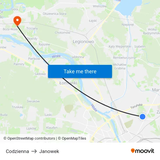 Codzienna to Janowek map