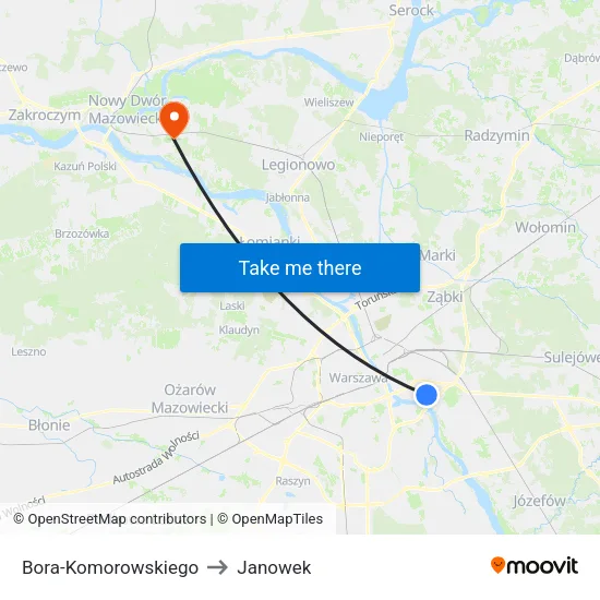 Bora - Komorowskiego to Janowek map