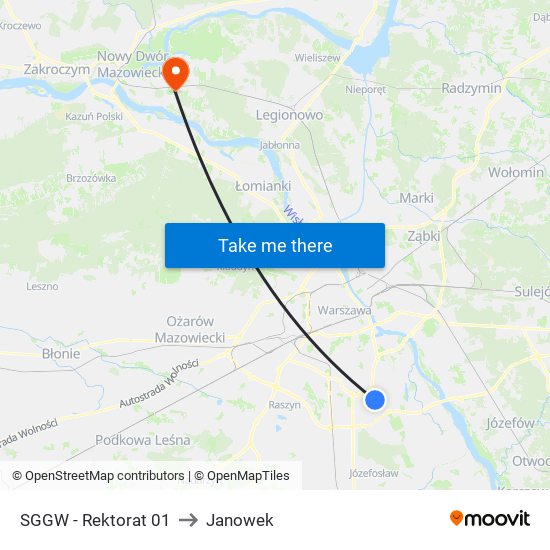 SGGW - Rektorat 01 to Janowek map