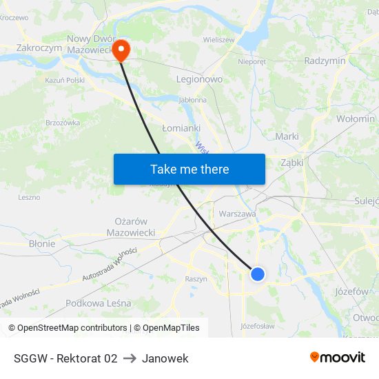 SGGW - Rektorat 02 to Janowek map