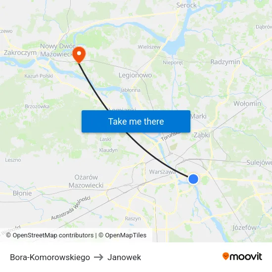 Bora - Komorowskiego to Janowek map