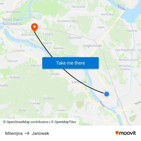 Milenijna to Janowek map