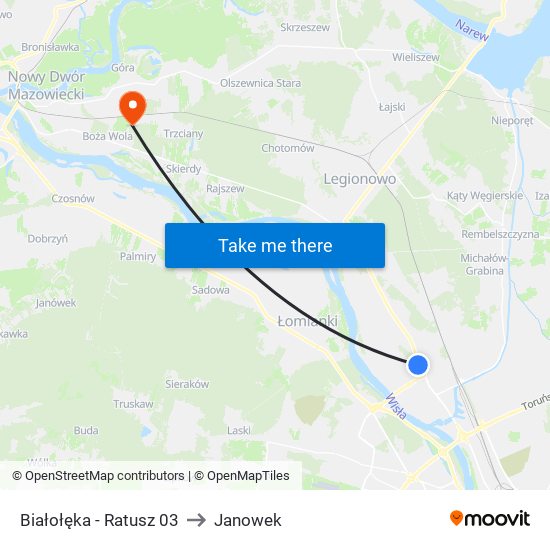 Białołęka - Ratusz 03 to Janowek map