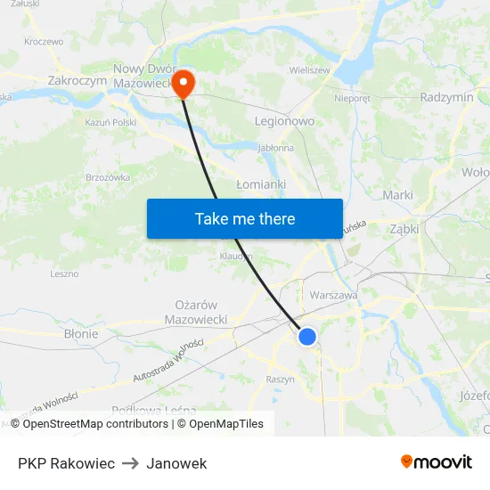 PKP Rakowiec to Janowek map