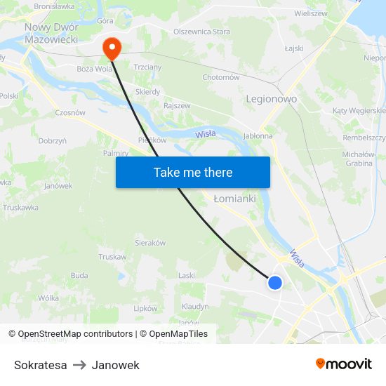 Sokratesa to Janowek map