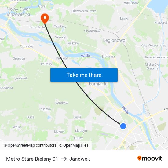 Metro Stare Bielany 01 to Janowek map