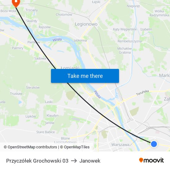 Przyczółek Grochowski to Janowek map