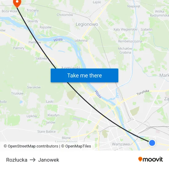 Rozłucka to Janowek map